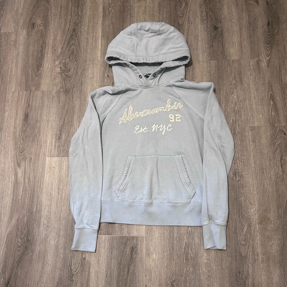 Y2K Abercrombie & Fitch Women’s light blue Pullover hoodie Sz Medium NYC